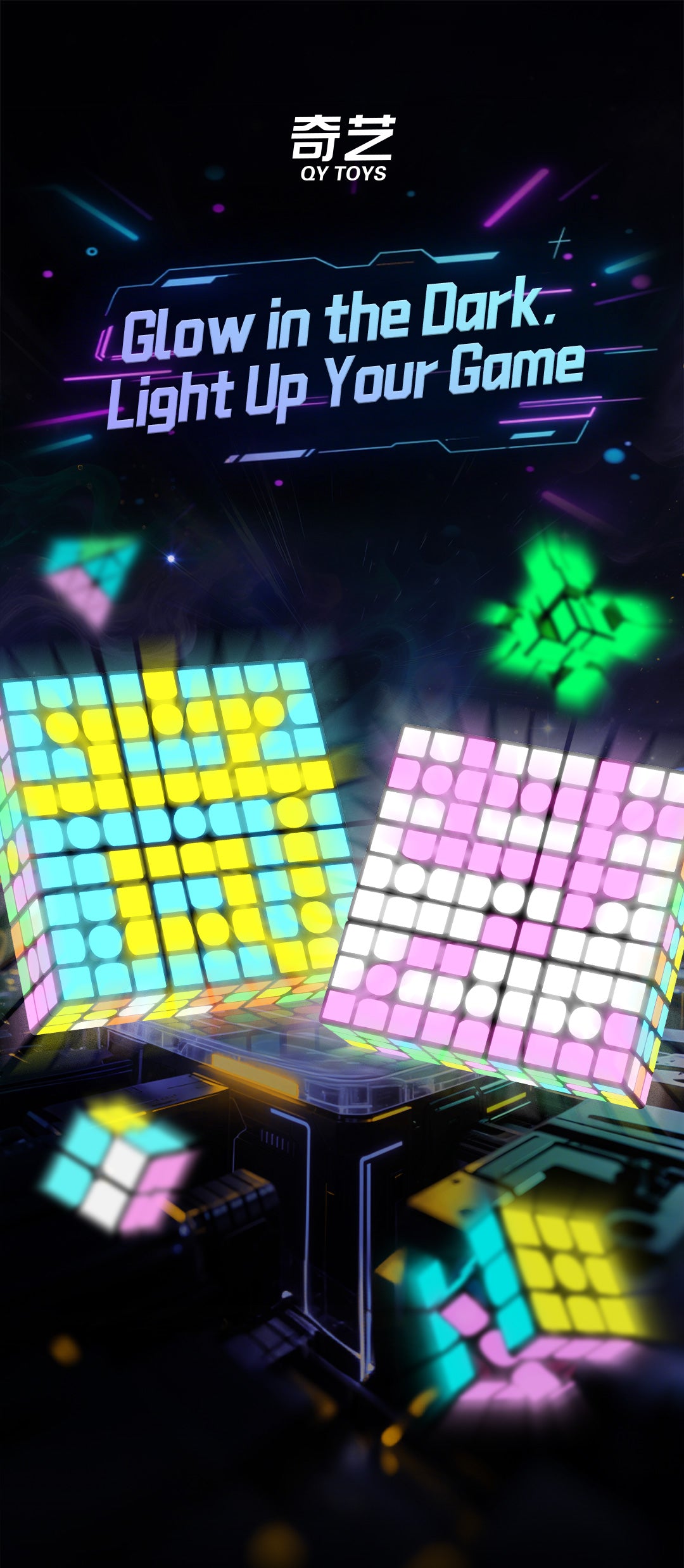 QiYi Magnetic 3x3 (Glow in the Dark Stickers)