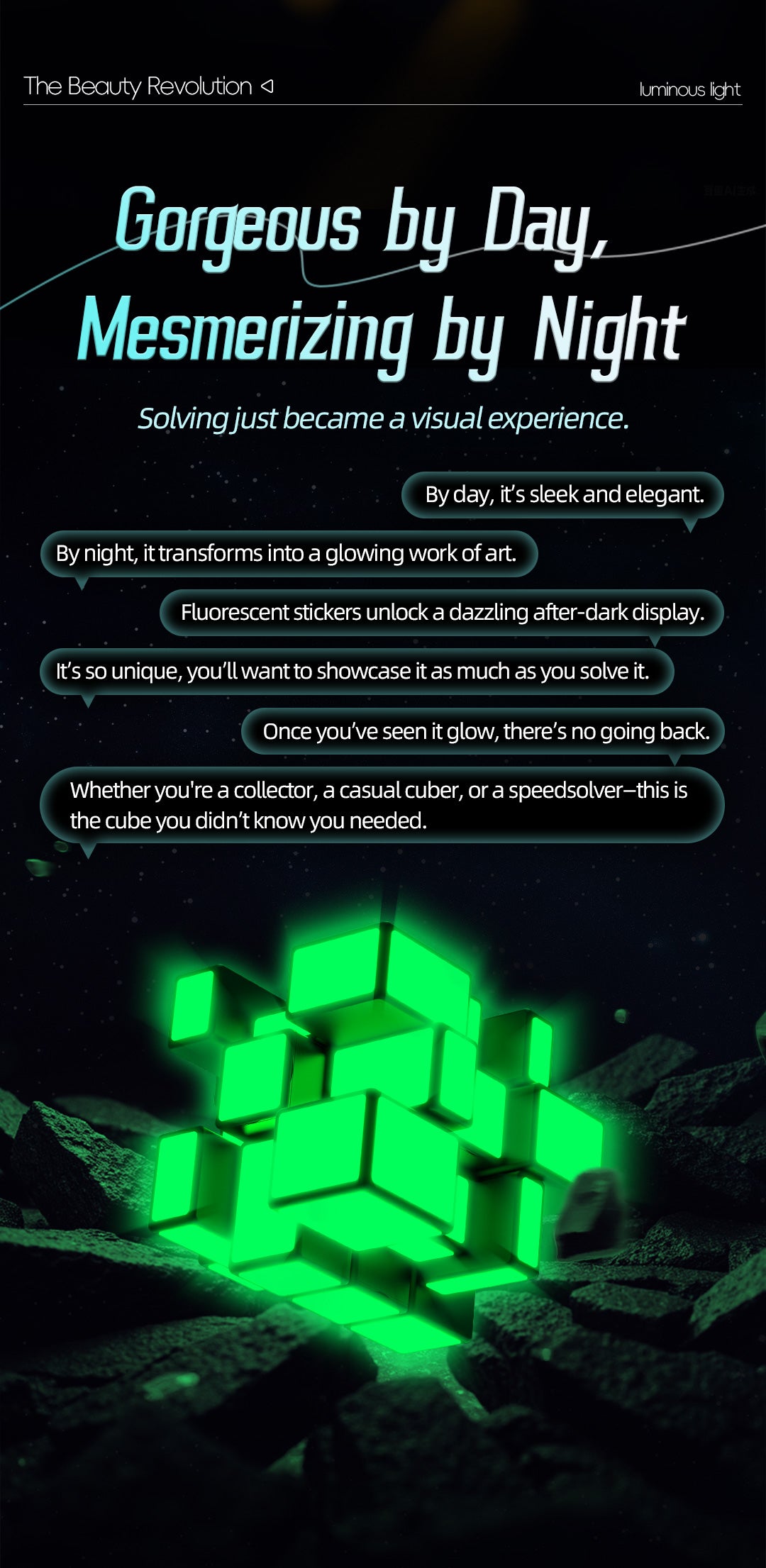 QiYi 3x3 Mirror (Glow in the Dark Stickers)