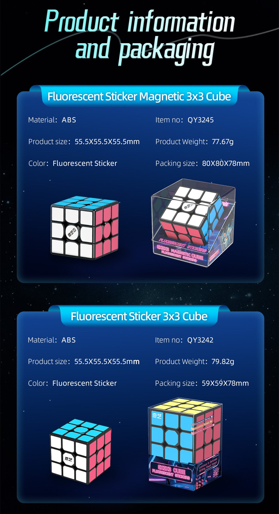 QiYi 3x3 Mirror (Glow in the Dark Stickers)