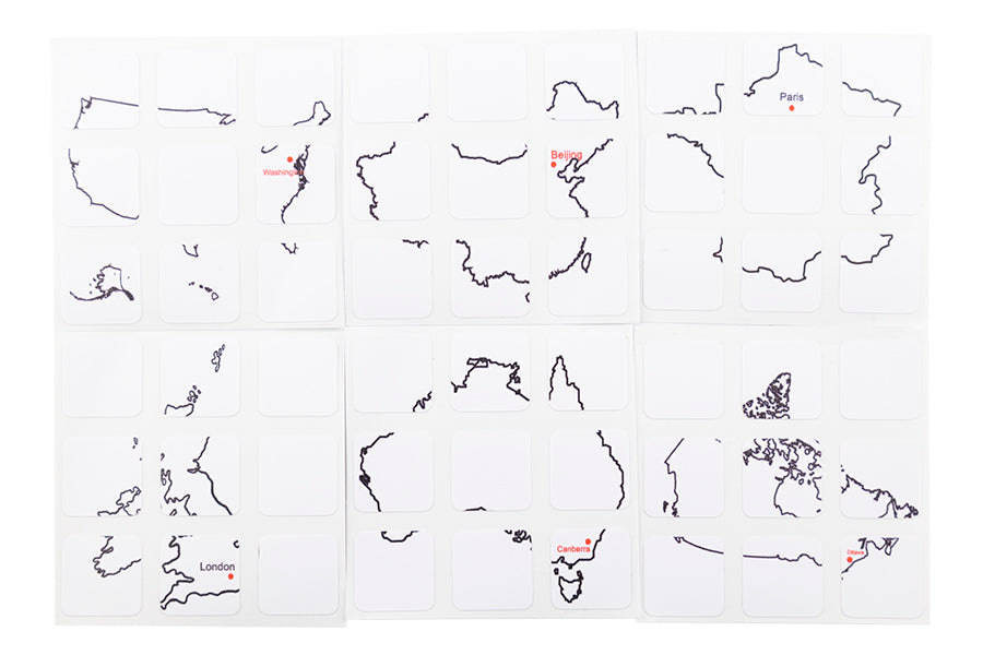 3x3 Country Map Sticker Set