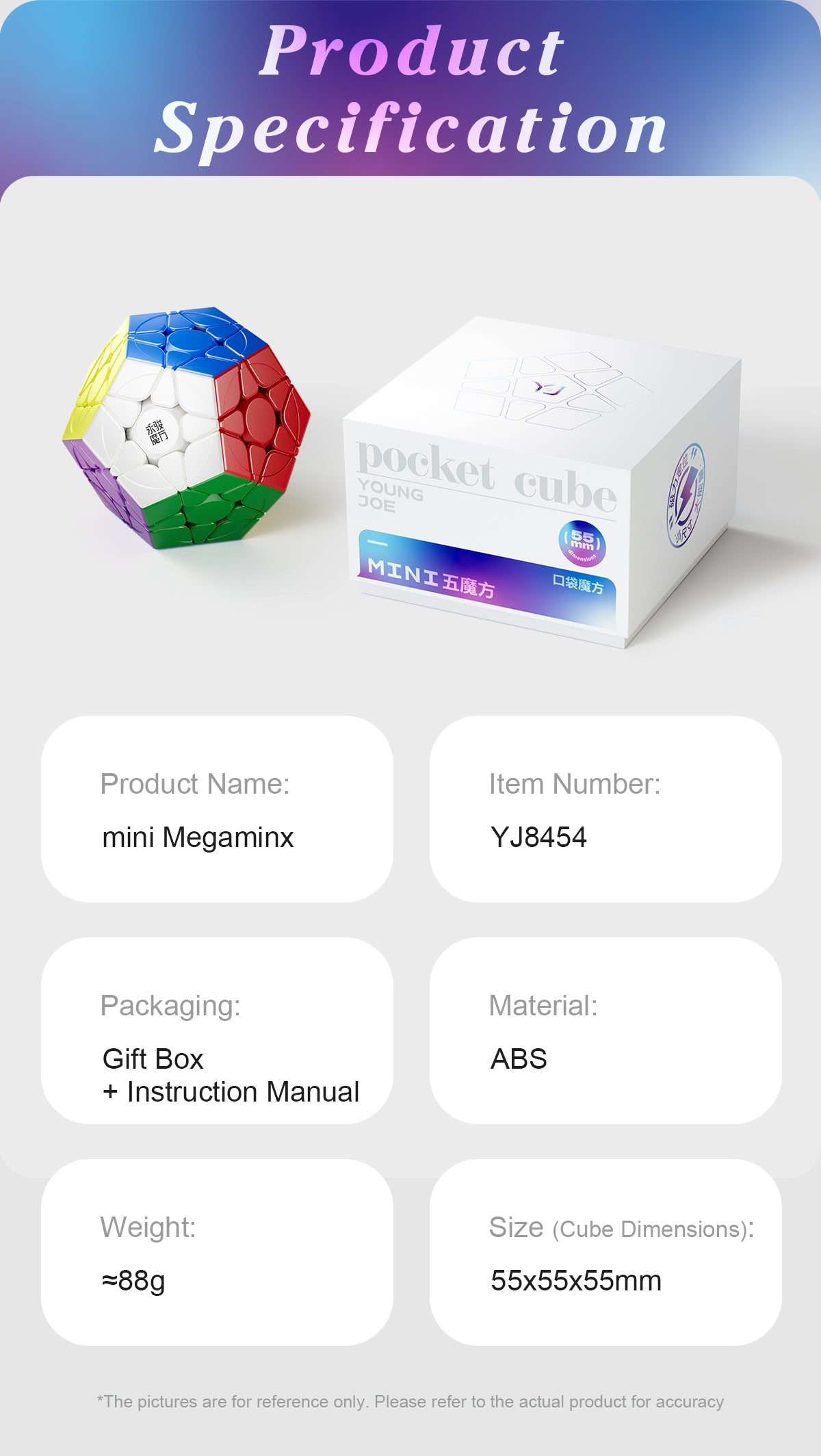 YJ Pocket Mini Megaminx (5.5cm, Magnetic + Ball-Core)