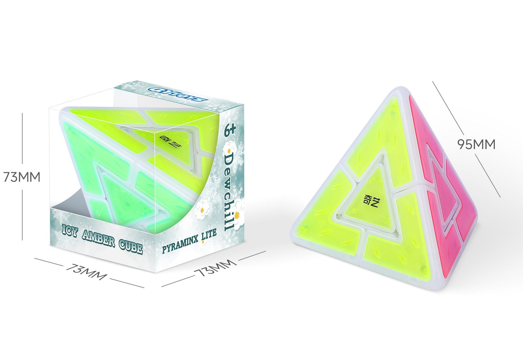 QiYi Pyraminx Duo (Tiled - Icy Amber) - Transparent
