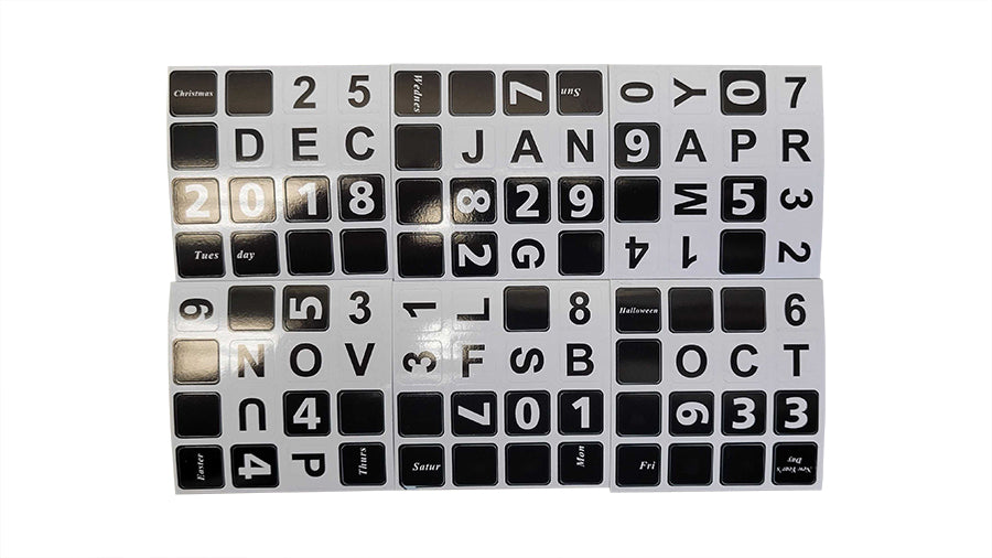 4x4 Calendar Stickers - Black