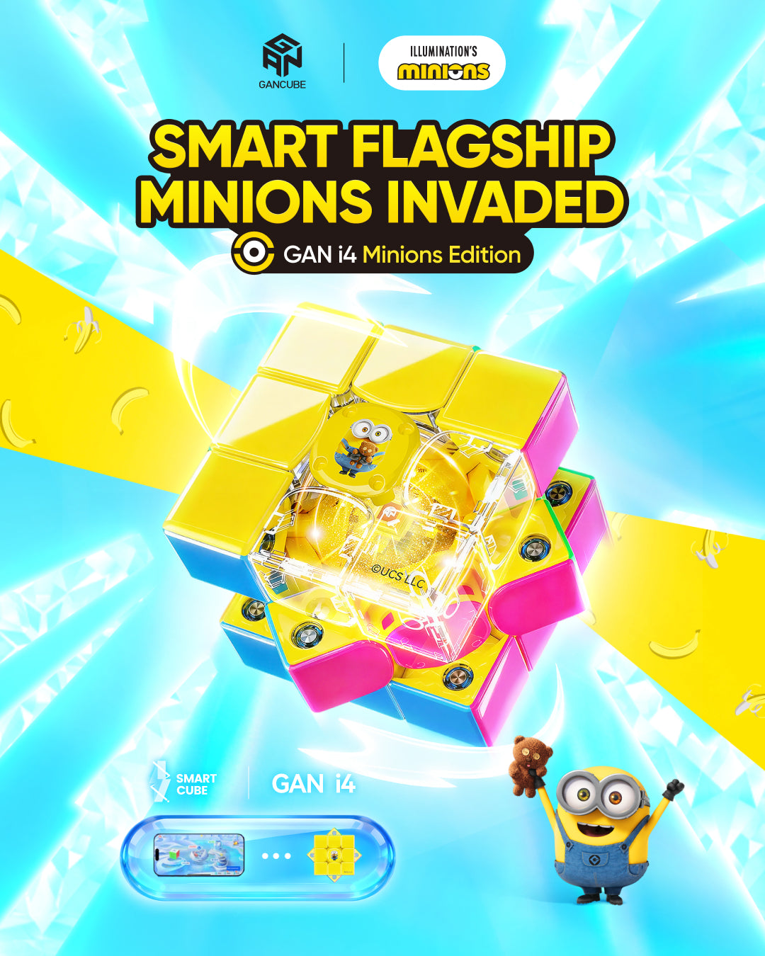 GAN i4 MagLev Frosted 3x3 (Minions Edition, Smart Cube)
