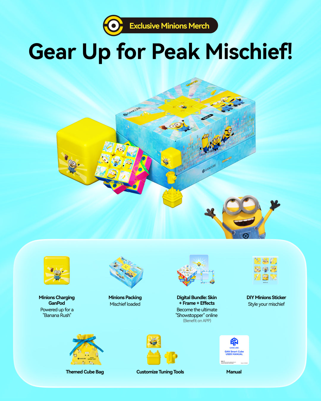 GAN i4 MagLev Frosted 3x3 (Minions Edition, Smart Cube)