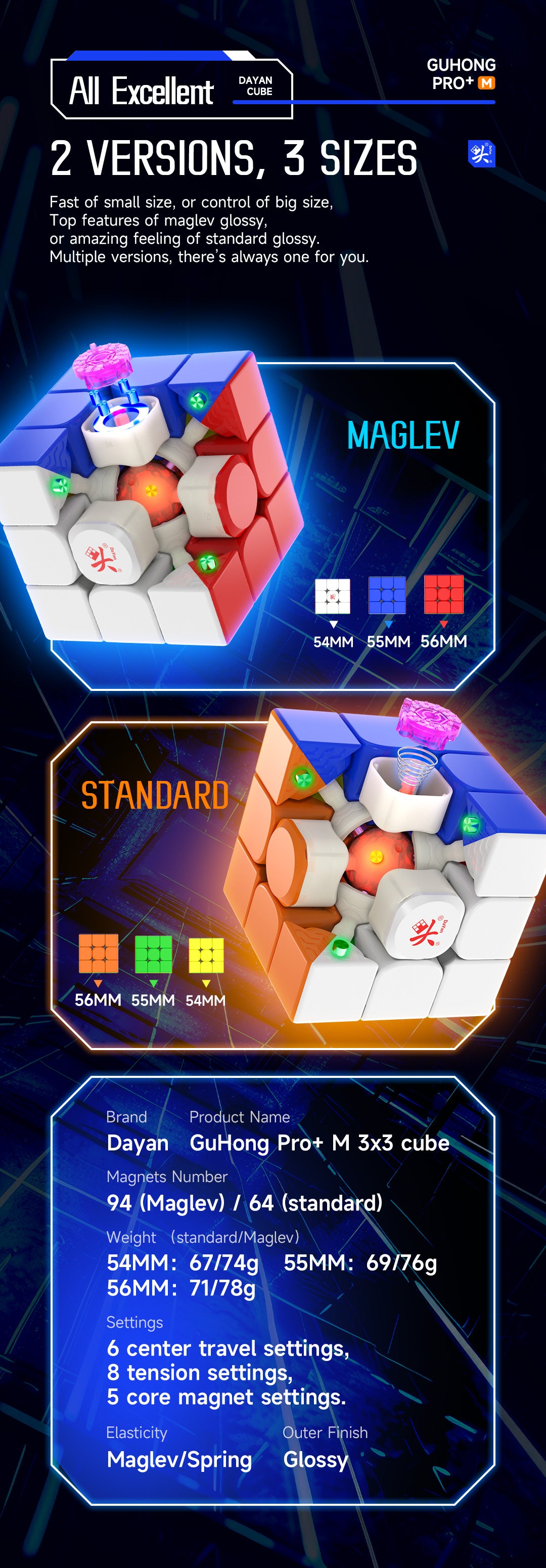 DaYan GuHong Pro+ 3x3 55mm (MagLev)