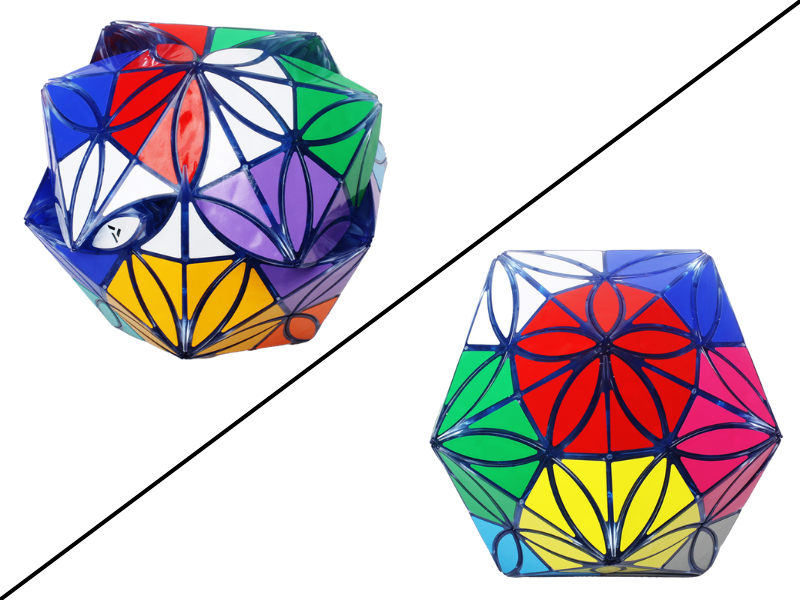 AJ Clover Icosahedron (12-Color) - Transparent Blue