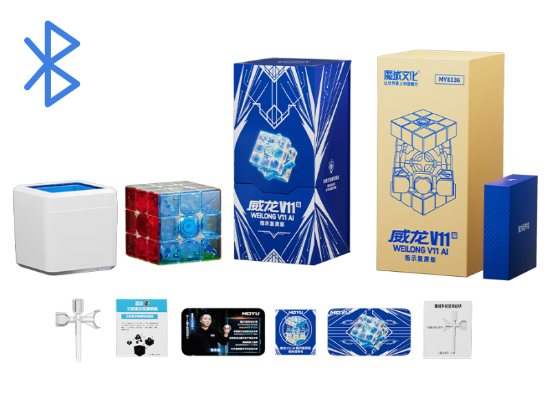 MoYu WeiLong V11 AI 3x3 (Smart Cube, Guided Recovery Edition) - Transparent Stickerless