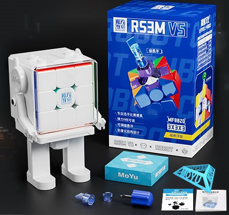 MoYu RS3 M V5 3x3 (MagLev + Robot Cube Stand) - Stickerless (Bright)